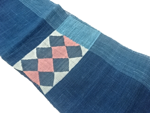 紗紬菱模様織出し名古屋帯